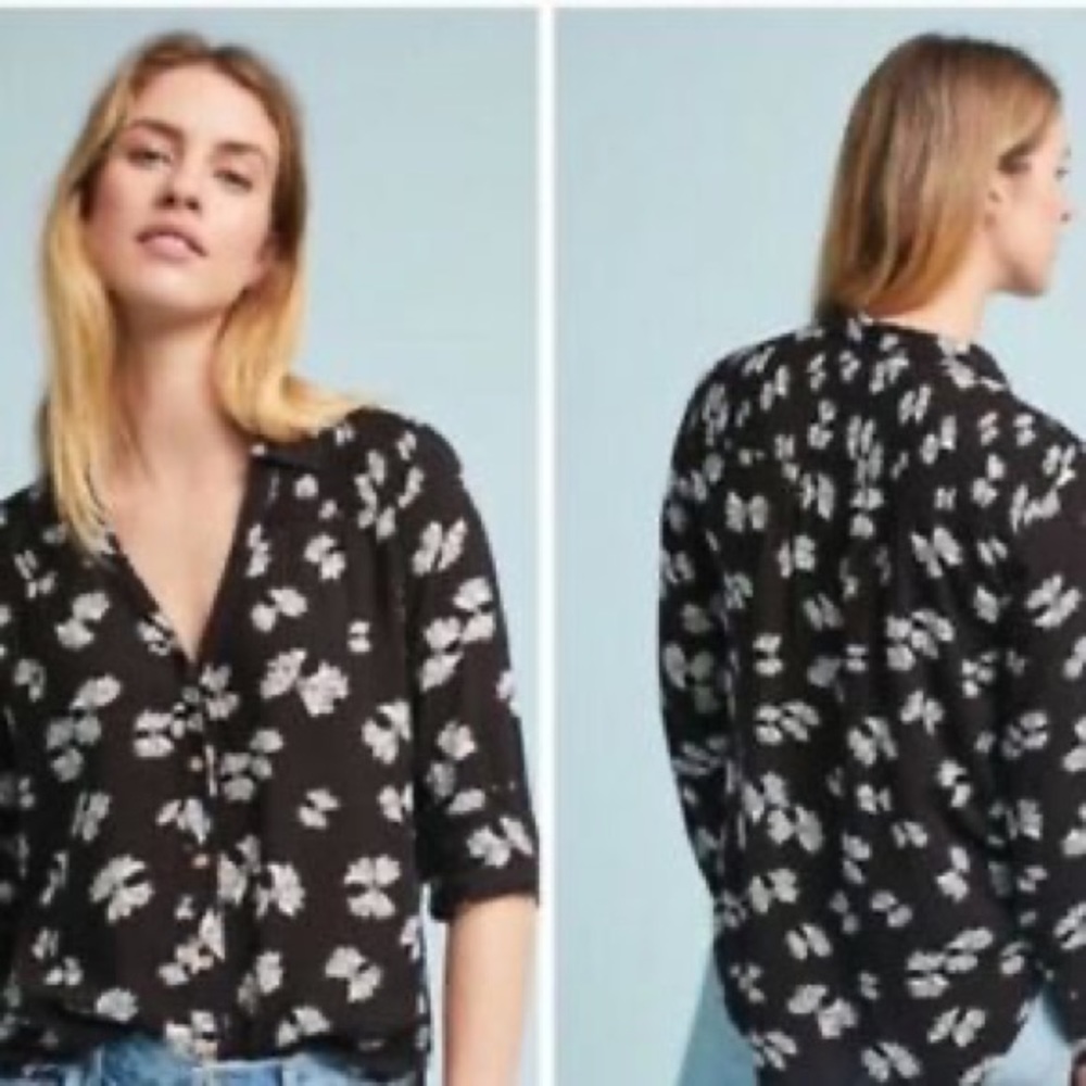Anthropologie Maeve Emory Printed Buttondown Size 4